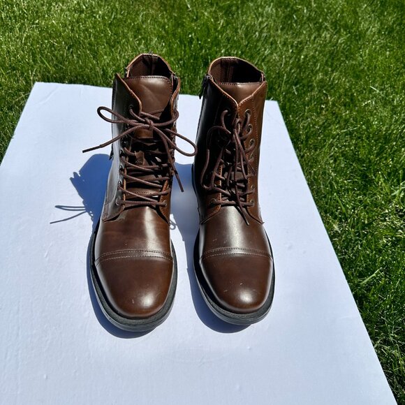 Kenneth Cole Faux Leather Men\'s Ankle Lace up Boots Brown sz 10.5 main image 6